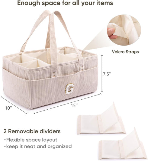 Personalized Initial Baby Diaper Caddy - Stylish Storage for Newborn Essentials