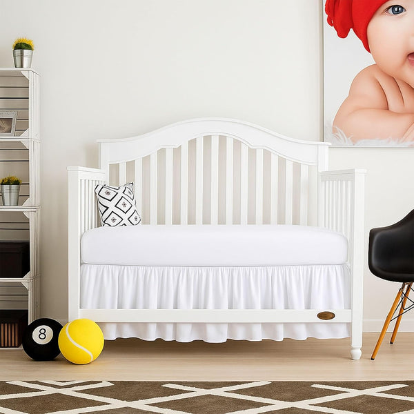 Cottingon Crib Bed Skirt for Nursery, Toddler Bedding Dust Ruffle, Brushed Microfiber