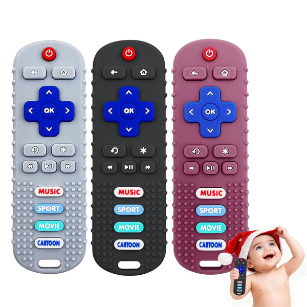 3 Pack Silicone Teething Toys - Teething Remote Control for Baby, BPA