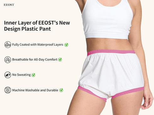 Women's Plastic Pants for Adult Diapers Incontinence Waterproof Cloth Diaper Cover Leakproof Rubber Underwear