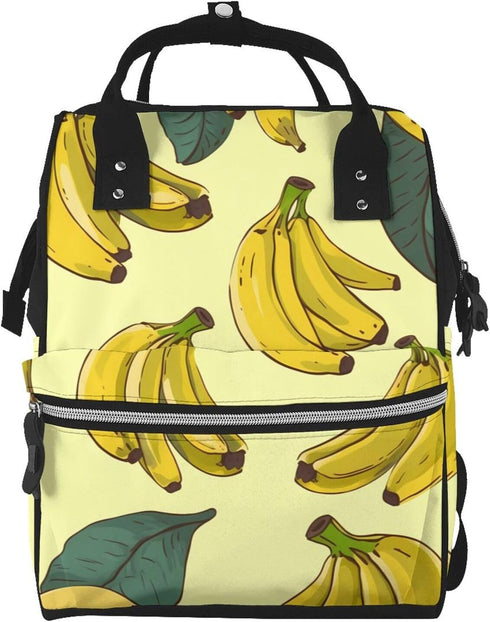 HCBPWVQA Banana Print Diaper Bag with Changing Pad and Pacifier Holder, Multifunction Laptop