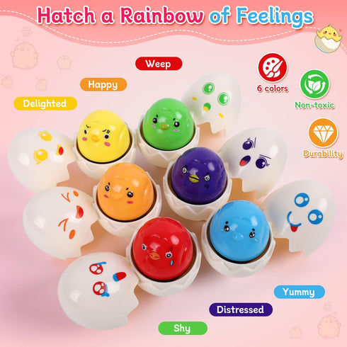 USATDD Easter Egg Toys Hide & Squeak Matching Eggs for Toddlers, Color Recognition Sensory Learning Toys, Fine Motor