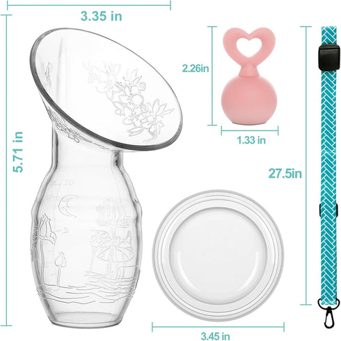 3.04oz/90ml Bumblebee Manual Breast Pump with Breastfeeding Milk Saver Stopper& lid in Gift Box Food Grade Silicone bpa