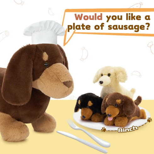 18" 4-Pack Set, Muiteiur Dog Stuffed Animals, Dachshund Stuffed Animal Cute Wiener Dog Gift for Kids, Boys, Girls
