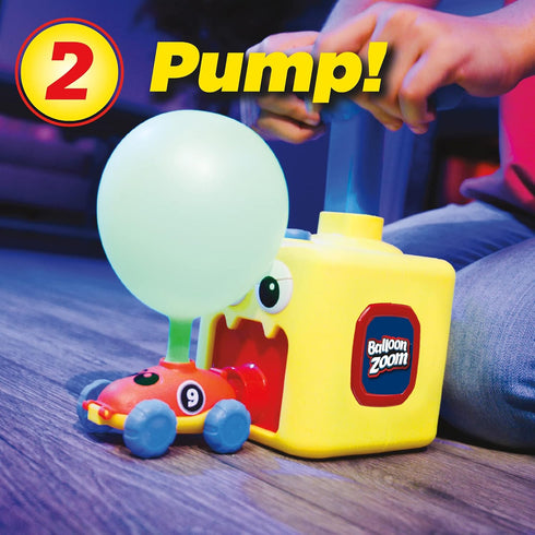 Set, 3+, Ontel Balloon Zoom - Balloon-Powered Race Car and Rocket Launcher Toy Ages Red Racer Car with Astronaut Flyer