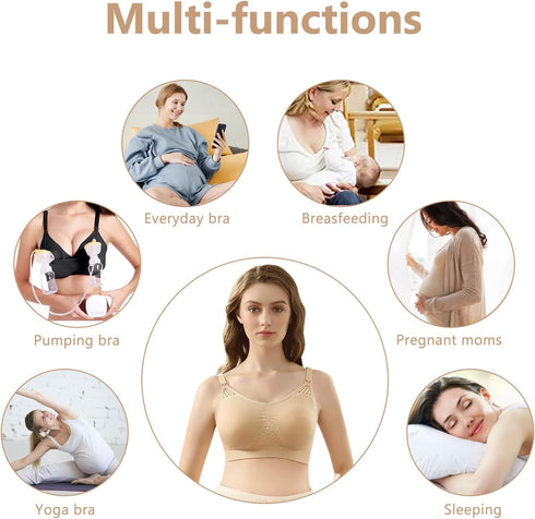 Hands-Free Nursing Bra for Large Bust - Wireless Maternity Bralette