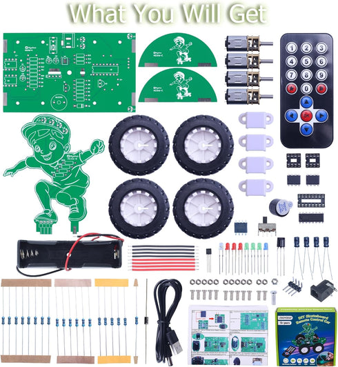 MiOYOOW Skateboard RC Car Soldering Practice Kit, 360° Rotating DIY Smart Car Kit for STEM Education