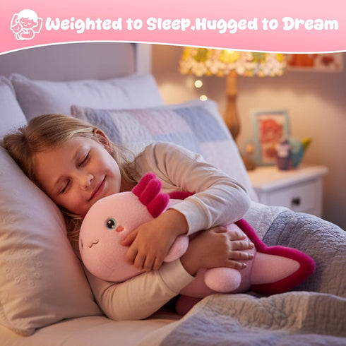 13.8 Inch, 1.7 Lb SQEQE Weighted Stuffed Animal Axolotl, Soft Weighted Axolotl Plush Toy, Cute Hugging Pillow Gift