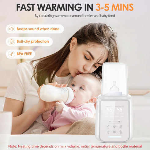 HyAdierTech 8-in-1 Baby Bottle Warmer, Fast Baby Milk Warmer with Timer, Baby Milk Warmer with Digital Display, Night