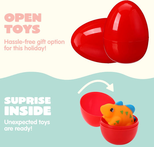 6 JOYIN Pcs Pre-Filled Easter Eggs with Light-up Floating Dinosaur Bath Toys for Kids Toddlers Easter Eggs Hunt, Basket