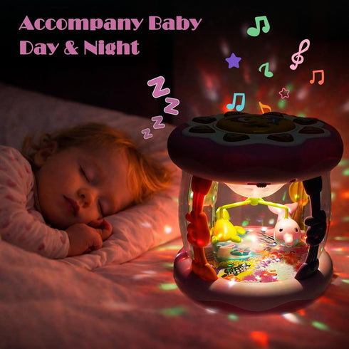 0-6 Tummy 0-3 4 5 6 7 8 9 10 11 12 1 Baby Toys Months, Newborn Aquarium Ocean Rotating Projector Music Light Up Toy