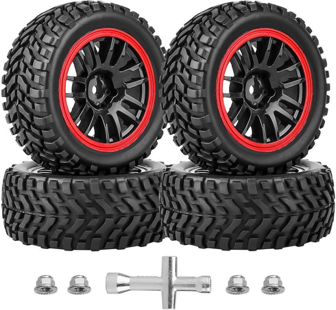 HobbyPark 12mm Hex PreGlued 1/10 RC Touring Car Wheels and Tires Set, 2.55" Tall, 1.02" 26mm Wide Soft Rubber for