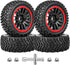 HobbyPark 12mm Hex PreGlued 1/10 RC Touring Car Wheels and Tires Set, 2.55" Tall, 1.02" 26mm Wide Soft Rubber for