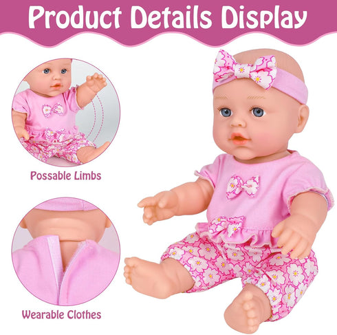 12 Inch Backpack Accessories,12" Set 3+ UZIDBTO Baby Dolls with Carrier Can Store Doll Clothes and Reborn Baby Doll