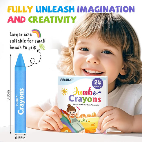 24 1-3.Washable,Non-Toxic 4-8.Easy Colors Jumbo Crayons for Toddlers Crayon for Toddlers Ages to Hold and Unbreakable