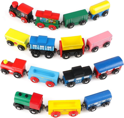 31 Set 15 10 Set Set Joqutoys PCS Wooden Train Cars - Magnetic Train Includes Cars, Bonus Connectors & Storage Bag