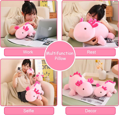 SQEQE Weighted Axolotl Plush Toy, Pink Stuffed Animals Cute Weighted Pillow for Girls & Boys Age 3-12 (9.8")