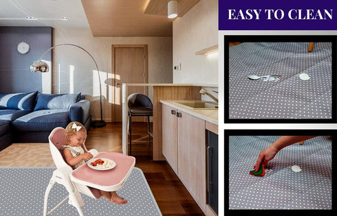 51" 46" Splat Mat for Under High Chair - Splash Mat | Large x Size | Washable & Water Resistant | Avoid Messes |