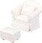 Dollhouse Sofa Chair with Ottoman, White Miniature Living Room Furniture Armchair for 6 inch Dolls, 1/12 Scale