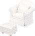 Dollhouse Sofa Chair with Ottoman, White Miniature Living Room Furniture Armchair for 6 inch Dolls, 1/12 Scale