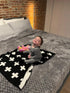 3040 Inch mimixong Baby Blankets Knitted Toddler Blankets Black and White with Cross Swiss Pattern for Boy and Girl