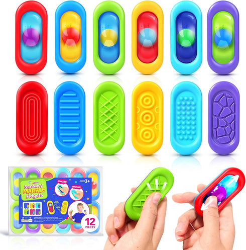 Sensory Marble Fidget for Kids Adults- 12 Park Gel Filled Quiet Fidget