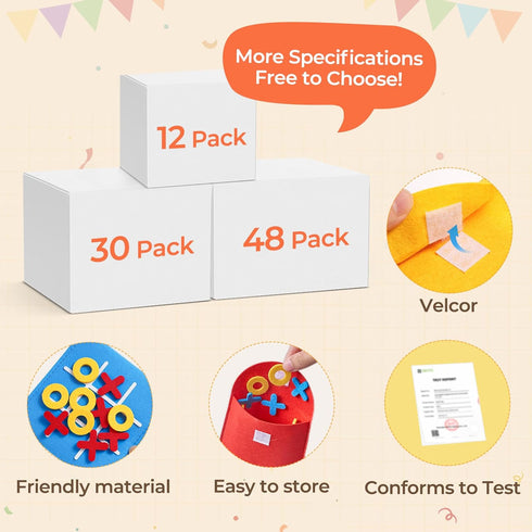 30 Pack JoyCat Tic Tac Toe Party Favors for Kids, Felt Travel Board Games with Storage Pouch, Classroom Prizes, Goodie