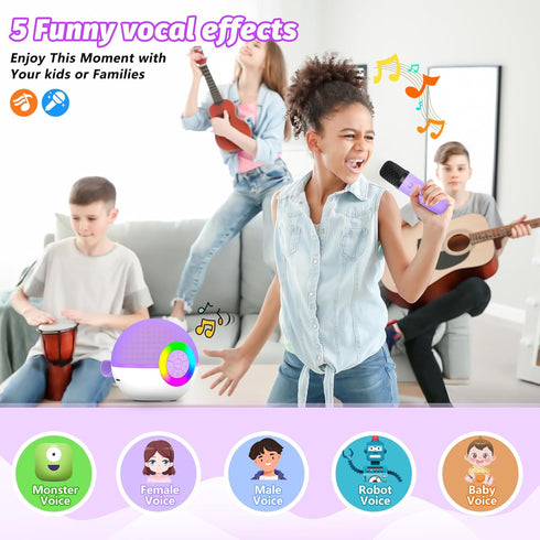 goopow 3 4 5 6 7 8+ (Purple-2MIC) Mini Karaoke Machine Speaker for Kids Adults, Portable Bluetooth Microphone Song Toys