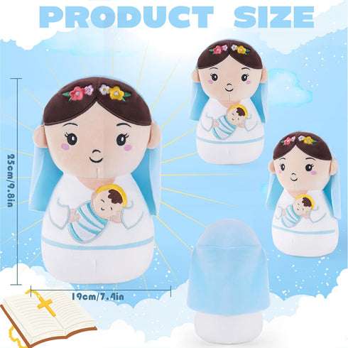 8-Inch Set, Virgin Mary Plush Doll, Mother Mary Stuffed Plushie Pillow Holding Baby Jesus, Catholic Toys for Kids, Baby