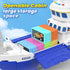 2-in-1 Playset, CUTE STONE Toy Boat & Tower Crane Cargo Ship with Lights/Sounds | Push-Go Transport Ship & Construction