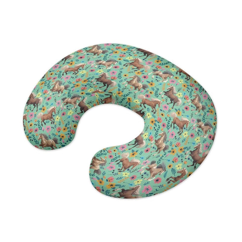 Qehuruxo Horse Boy Nursing Pillow Cover for Baby Boys Flower Breastfeeding Pillow Slipcover with Hidden Zipper Nursing