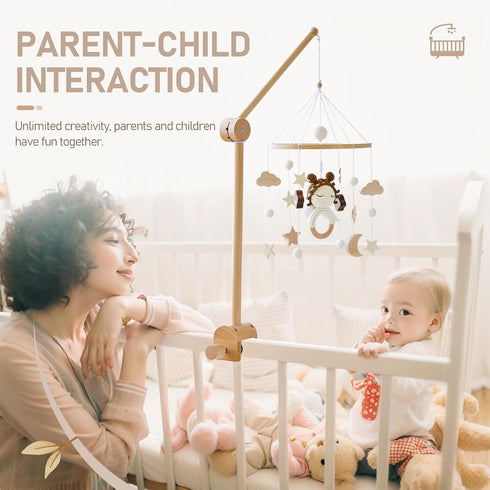 Adjustable360 let's make Baby Crib Mobile Arm - Wooden Mobile Arm with Height Rotatable Upgraded Arched Base Nursery