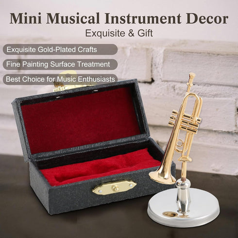 1.8in EASTROCK Mini Trumpet Model - Trumpet Ornament Replica for Home Decoration and Musical Gift