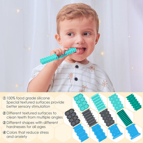 4 Pack ERKOON Sensory Chew Toys for Autistic Children, Silicone Chewy Tube Oral Motor Tools for Sensory Kids