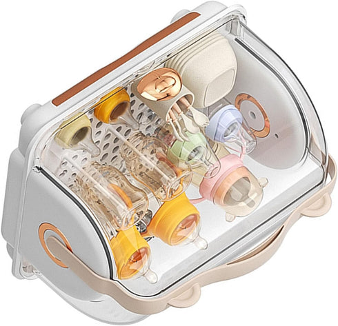 BTSEURY Baby Bottle Storage Box, Plastic Multifunctional Drainage Nursing Bottle Storage Box Organizer with Lid