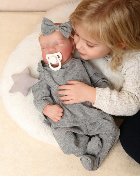 17-Inch 3+ FOCKOF Realistic Reborn Baby Dolls Girl Soft Vinyl Lifelike Real Life Baby Dolls Babe Reborn Accessories
