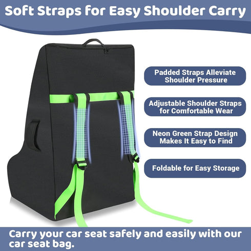 Sublaga 600D 2pcs Car Seat Bags For Airplane Travel, Thickening Oxford Cloth Durable Car Seat Travel Bag For Air Travel