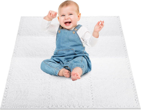 12 Bedroom(11.8", pcs Thickened Plush Foam Interlocking Floor Mat, Interlocking Foam Tiles with Edgings for Baby, Soft