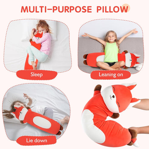 36 inch Soft Orange Fox Stuffed Animal, Giant Cute Plush Body Pillow Toy Gift for Kids, Boys Birthday