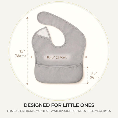 Lillomilo 3-Pack 6-36 Waterproof Baby Bibs for Eating | Toddler Bibs with Food Catcher | Machine Washable Bibs