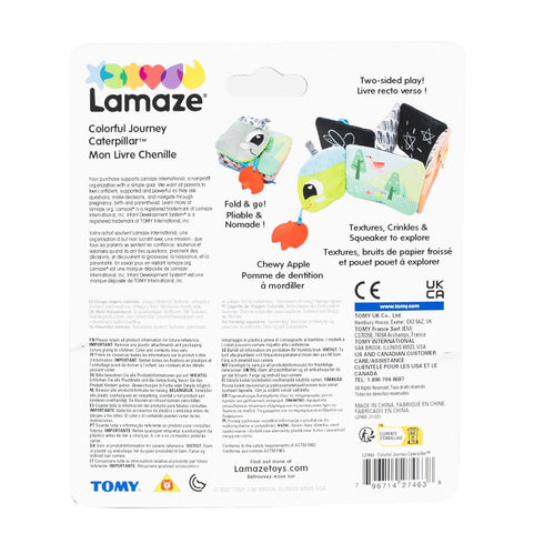 Lamaze Colorful Journey Caterpillar High Contrast Baby Book, Soft Fabric, Baby Sensory Toys