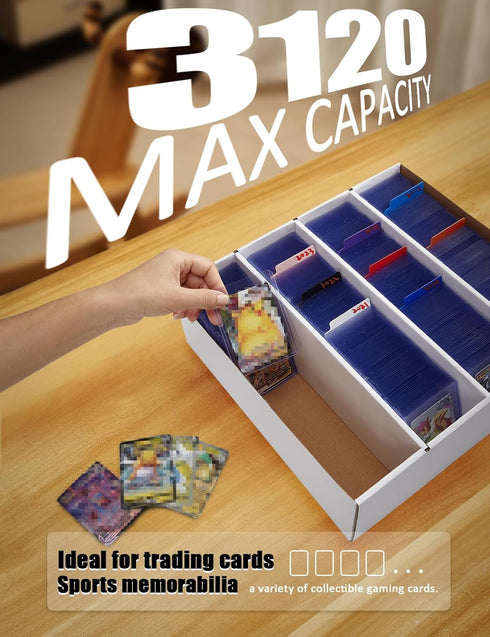 Bentoward 4 Pack 3120 Count 10 Sports Card Boxes Cardboard Card Storage Box White Bulk Card Storage Baseball Card Boxes