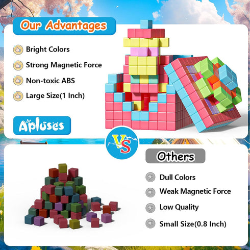 3-5, 4-8 Apluses Magnetic Blocks, Magnet Building Cubes for Toddlers Ages STEM Educational Sensory Autism Montessori