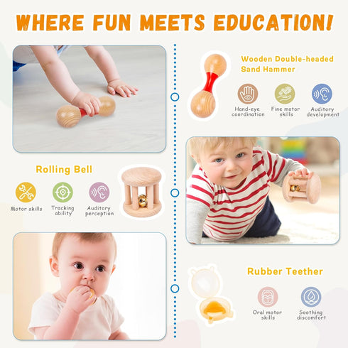 3-4 Baby,8 1 Adena Montessori Play Kit for Months in Wooden Learning Educational Toys for Toddler,Include Framed Mirror