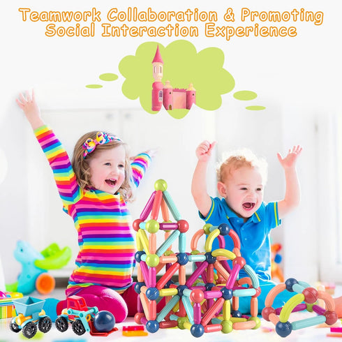 Kids Magnetic Blocks Toys, Large Magnetic Building Sticks, STEM Educational Sensory Toy, Montessori Toys for Toddlers