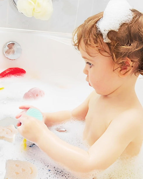 Konjac Baby Sponge for Bathing, 5Pcs Natural Cute Shapes, Plant-Based, Extra Soft Bath Sponges for Infants