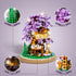 Sets Set DIY Flower Building Toy Miniature Cherry Blossom Tree House Building Kit, Purple & Yellow Sakura Flowers