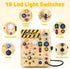 1-3,Montessori 1 2 3 LED Busy Board for Toddlers Sensory Toy with Key Switch and Plug, Light Up Wood Activity Switch