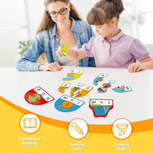 CVCC & CCVC Puzzle Cards for Kids, Word Games, Phonics Games, Speech Therapy Toys, Learning Spelling