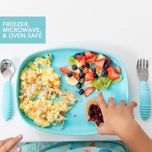Bumkins Toddler and Baby Suction Plate, Silicone Grip Dish Large Tray for Big Kids, Fits Most Highchairs, Essential